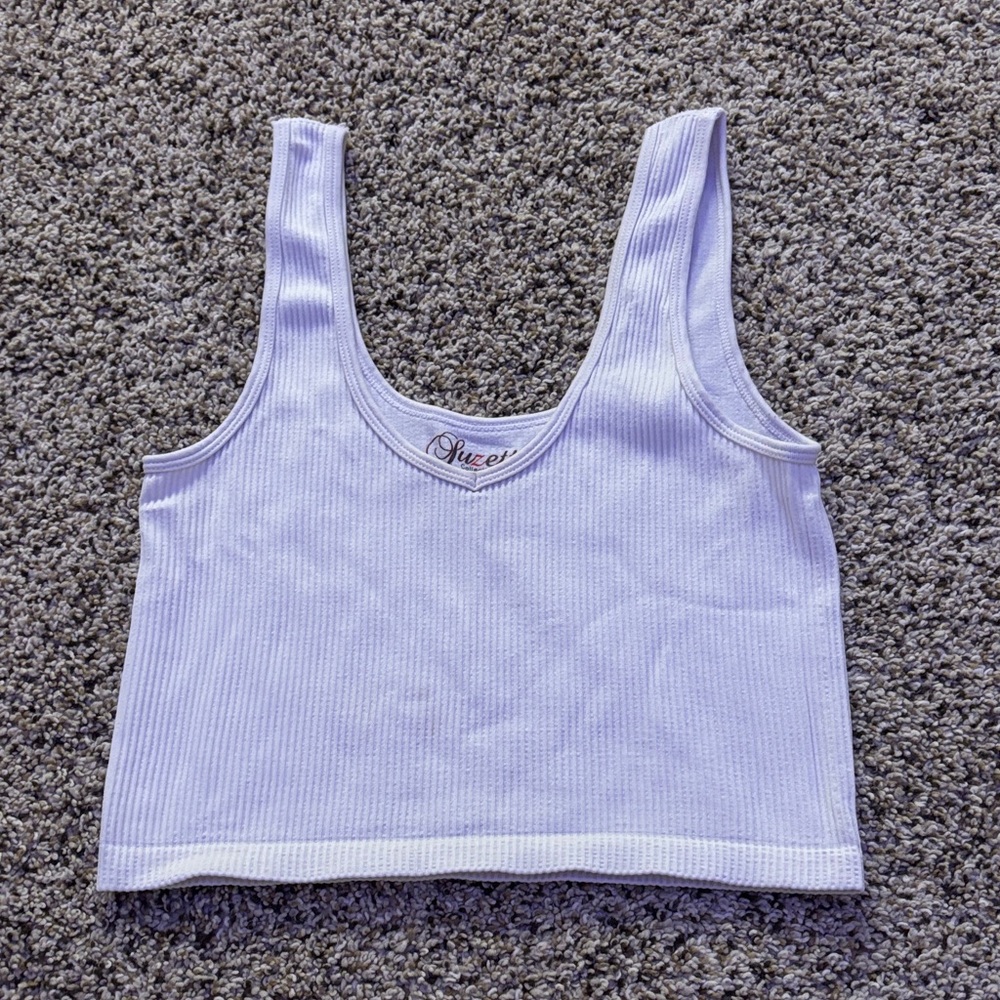 White Ribbed Tank Top